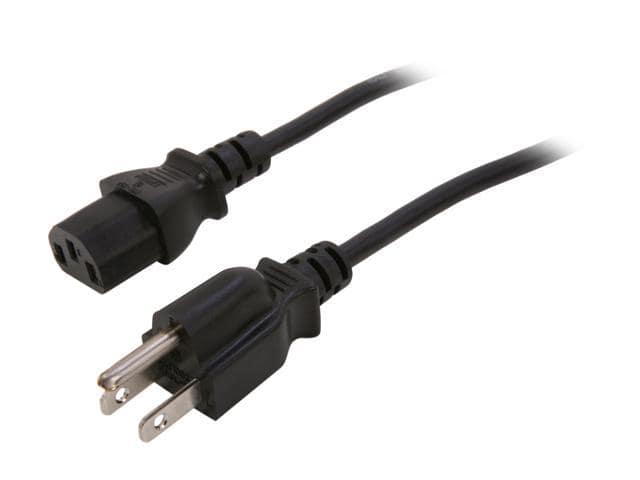 BYTECC Model POWERCORD-6K 6 ft. 18AWG Power Cord w/ 3 Conductor PC Power Connector – Black