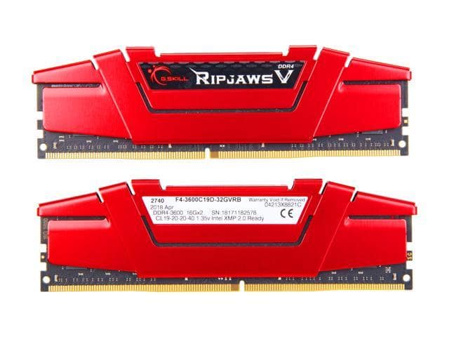 G.SKILL Ripjaws V Series 32GB (2 x 16GB) 288-Pin PC RAM DDR4 3600 (PC4 28800) Desktop Memory Model F4-3600C19D-32GVRB - ảnh 2