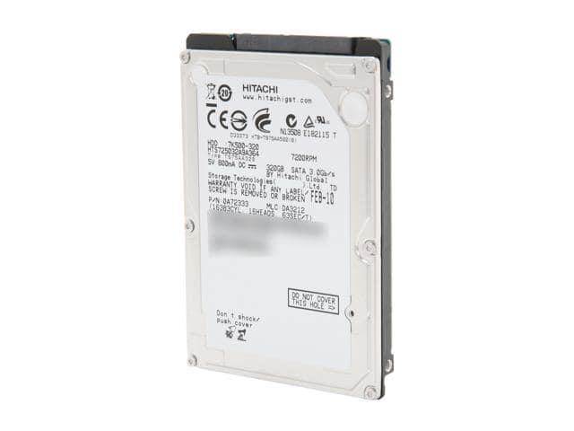 Hitachi GST Travelstar 7K500 HTS725032A9A364 (0A72333) 320GB 7200 RPM 16MB Cache SATA 3.0Gb/s 2.5″ Internal Notebook Hard Drive Bare Drive