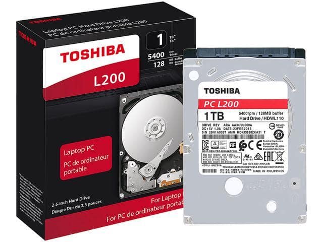 Toshiba L200 1TB Laptop PC Internal Hard Drive 5400 RPM SATA 6Gb/s 128 MB Cache 2.5 inch 7.0mm Height – HDWL110XZSTA (RETAIL PACKAGE)
