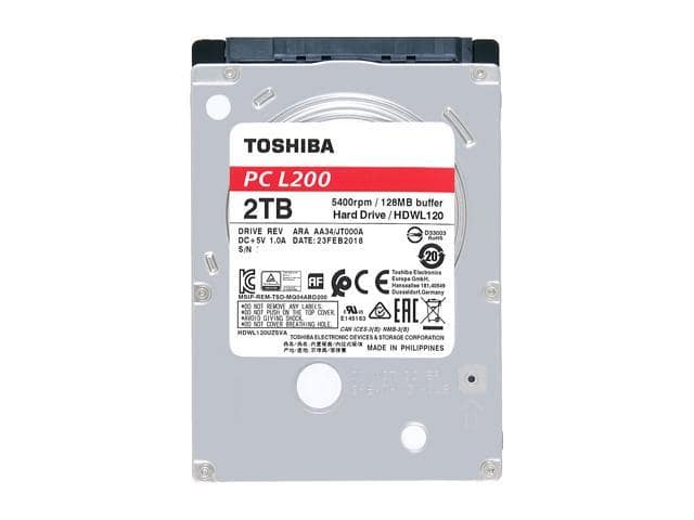 Toshiba L200 2TB Laptop PC Internal Hard Drive 5400 RPM SATA 6Gb/s 128MB Cache 2.5 inch 9.5mm Height – HDWL120XZSTA (RETAIL PACKAGE) - ảnh 3