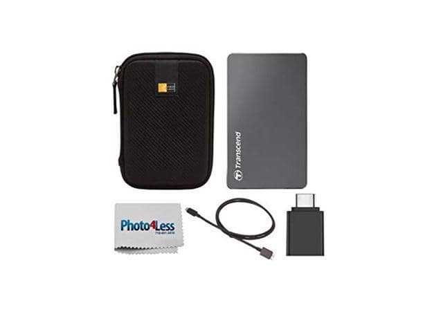 transcend 2tb storejet 25c3 anti-shock rugged portable external hard drive + compact hard drive case + usb c to usb 3.0 adapter + type c usb-c to usb 3.0 micro b cable - ảnh 2