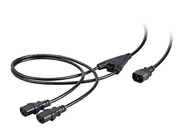 Monoprice 6ft 18AWG Power Extension Cord Splitter Cable 10A (IEC 60320 C14 to 2x IEC 60320 C13)