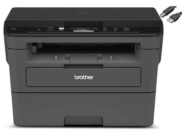 Brother HL-L2390DW Compact Monochrome Laser Printer, Convenient Flatbed Copy & Scan, Wireless Printing, Duplex Two-Sided Printing, Bundle with JAWFOAL Printer Cable