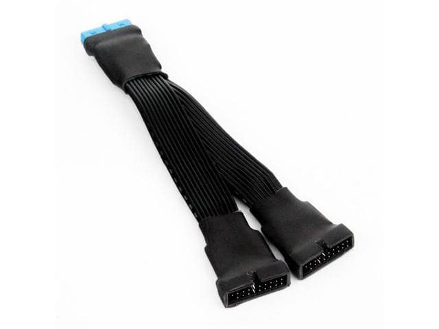 USB 3.0 Header Extension Cable, 19/20 Pin 1 to 2 Y Splitter Internal Extension Adapter for Motherboard
