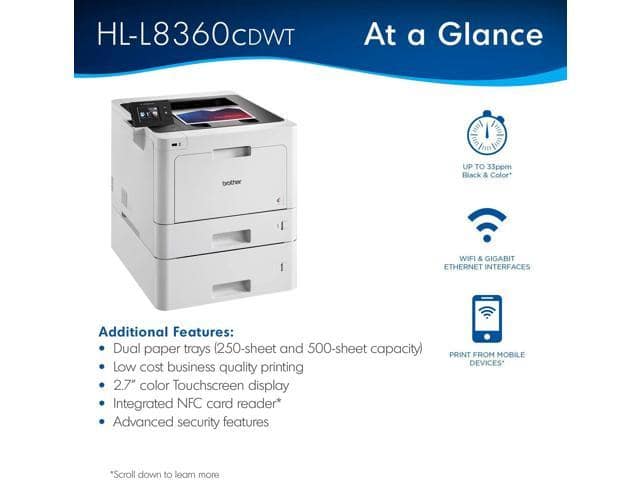 Brother Business Color Laser Printer, HL-L8360CDWT, Wireless Networking, Automatic Duplex Printing, Mobile Printing, Cloud Printing - ảnh 4