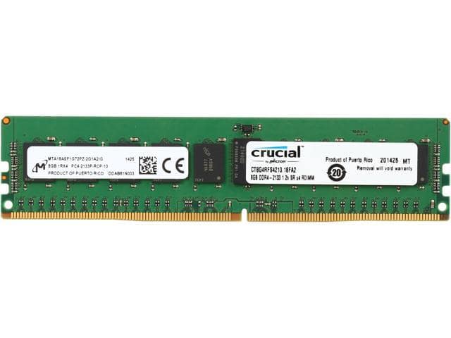 Crucial 8GB 288-Pin DDR4 SDRAM ECC Registered DDR4 2133 (PC4 17000) Server Memory Model CT8G4RFS4213