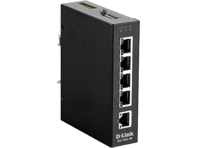 D-Link DIS-100G-5W 5-Port Unmanaged Industrial Switch, -40 Degree C to +75 Degree C